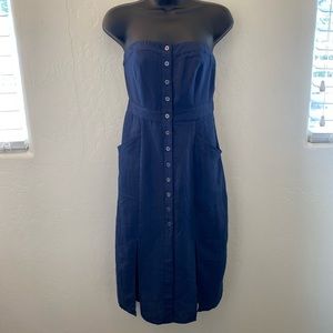 NWT Blue MAHINA Strapless front slits Dress Size M